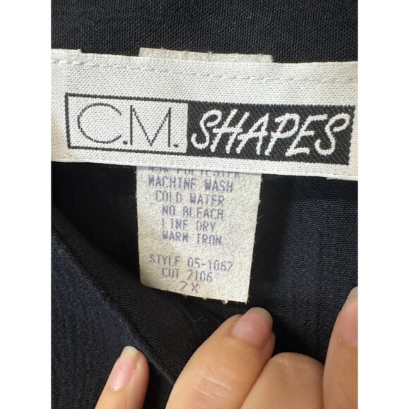Womens CM Shapes Black Boxy Top 2X Black Short Sleeve Vintage 90s - Picture 3 of 4